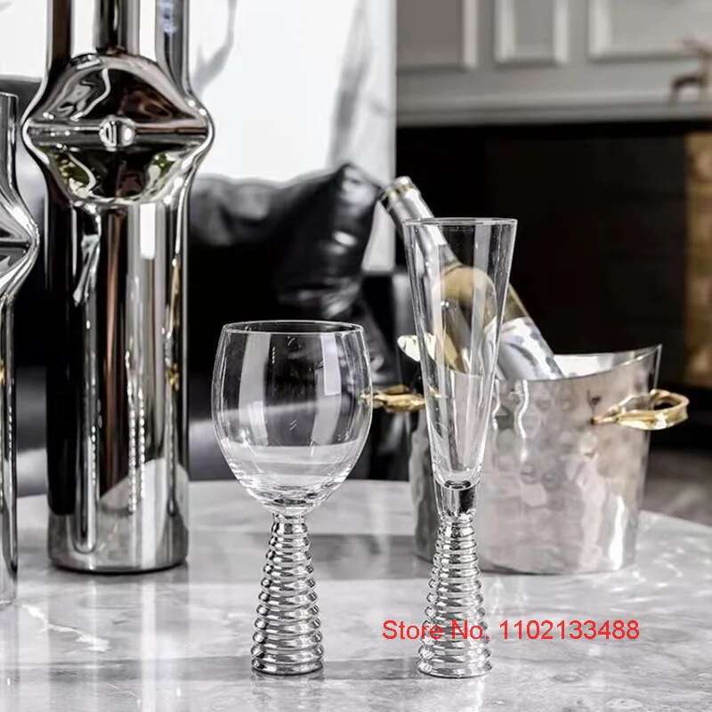 2022 neueste Hochzeit Party Schraube Champagner Flöten Luxuriöse Bankett Dekoration Weinglas Galvanik Spirale Rotwein Becher