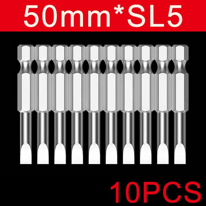 6/10Pcs 50mm 2.0-6.0mm Flat Head Slotted Tip Screwdrivers Bits S2 Alloy 1/4" Magnetic Hand Tools Screwdriver Drill Bit