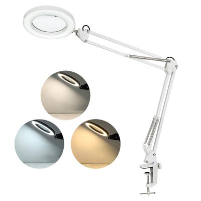 Tomshine Lampada da tavolo flessibile a pinza con lente d'ingrandimento 8x Braccio oscillante LED dimmerabili Lampada da scrivania 3 colori