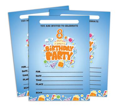 Caro Souvenir Blu Biglietto d'Invito di Compleanno Stampabile Riempi o Scrivi Inviti Vuoti Forniture per Feste Confezione da 28 5 x 7 Pollici