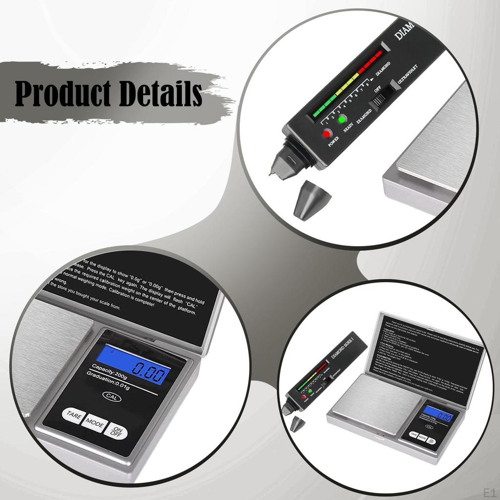 Balance à Bijoux Testeur de Diamants, Léger, Outil de Test Haute Précision avec Lumière