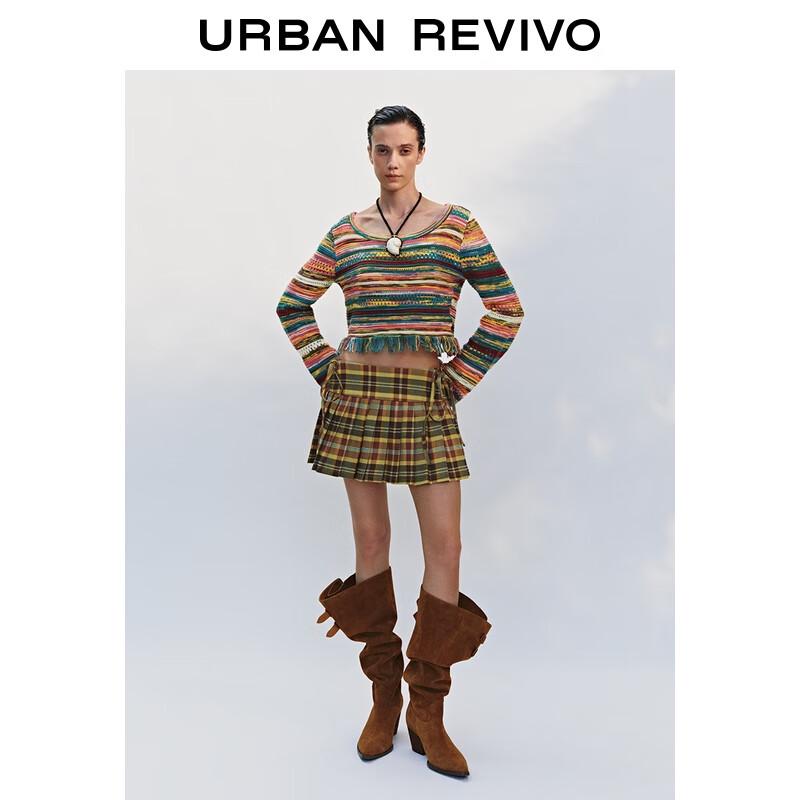 

Женский хлопковый вязаный свитер UR 2025 года, осенний, в стиле колор-блок S