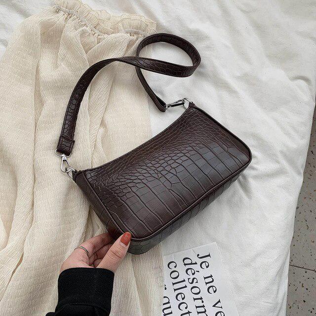 croc leather shoulder bolsa