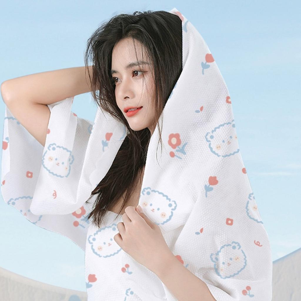 Disposable Cartoon Printed Bath Towel 70x140cm Large Thickened Compressed Portable Bath Towel for Travel and Gym Use