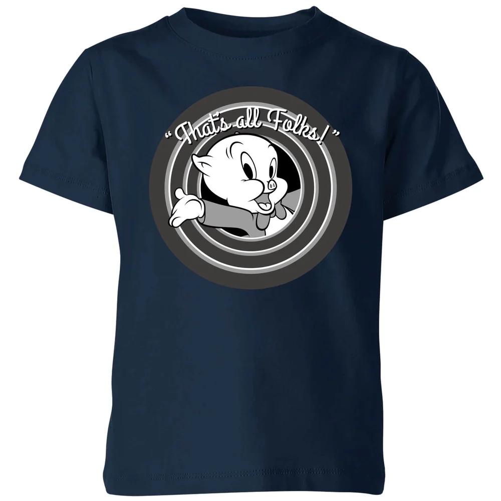 

Looney Tunes That s All Folks Porky Pig Kids T-Shirt - Navy - 3-4 Years 100