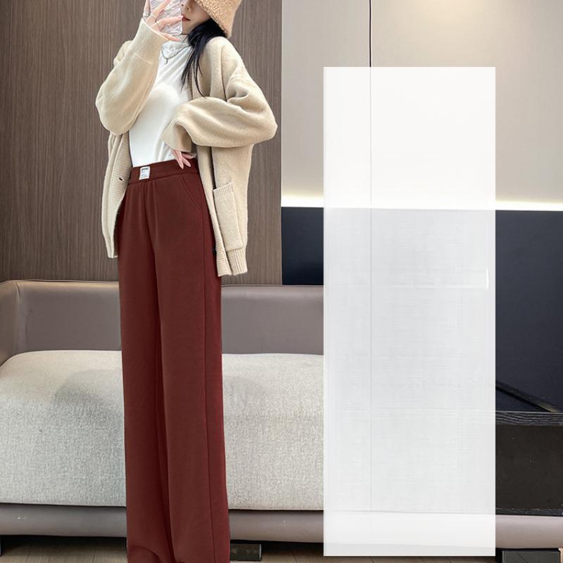 Ankola Red Wide-Leg Pants for Women, Draped New Style, High-Waisted Slim Fit, Fleece-Lined Straight Wide-Leg Pants for Autumn and Winter
