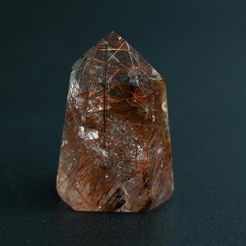 Eigado Rutilated Quartz 53mm Natural Quartz Power Good Luck In and Overall Good Point, Tall, Stone, Stone, Work, Money, Fortune, 2509-point-Rut-02