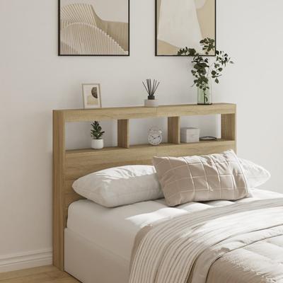 Vidaxl Headboard With Shelves And LED Lighting, Sonoma Oak, 140X17X102Cm