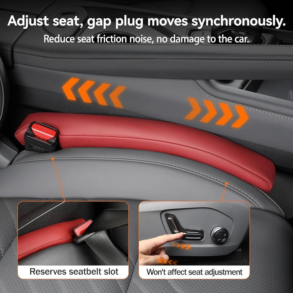 Car Seat Gap Filler,2PCS Leather Gap Plug Box For Car Seat Space,Fill Between Gap Strip,Adjustable Width 3.5-6Cm(1.4-2.4 In) (Black)