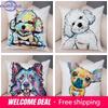 Style Cute Watercolor Pet Dog Pillow Case Decor Cartoon Animal Pillowcase Soft Plush Cushion Cover for Car Sofa Home xcm