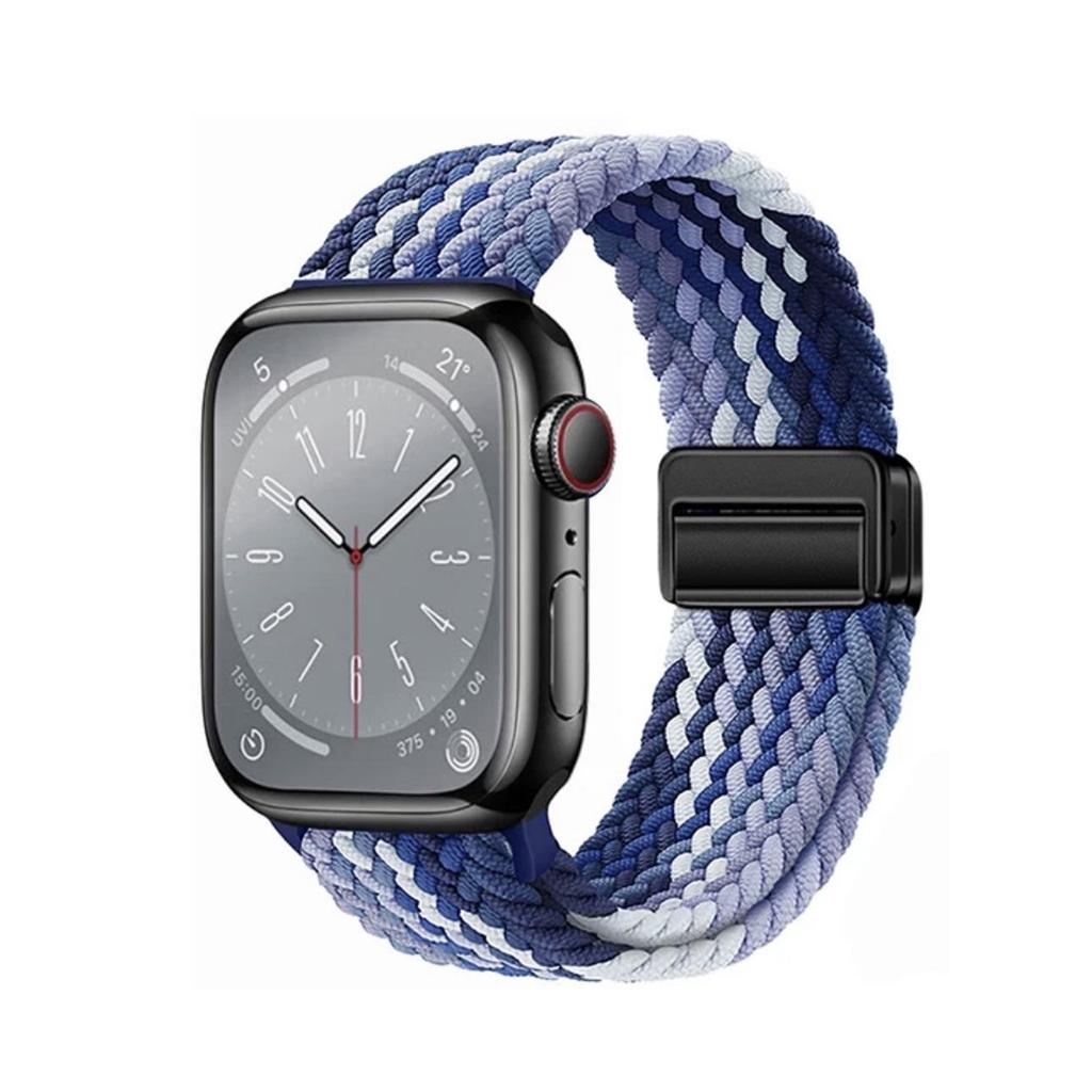 Magnetic Buckle Nylon Watch Strap for Apple Watch Series 5-10 Smartwatches