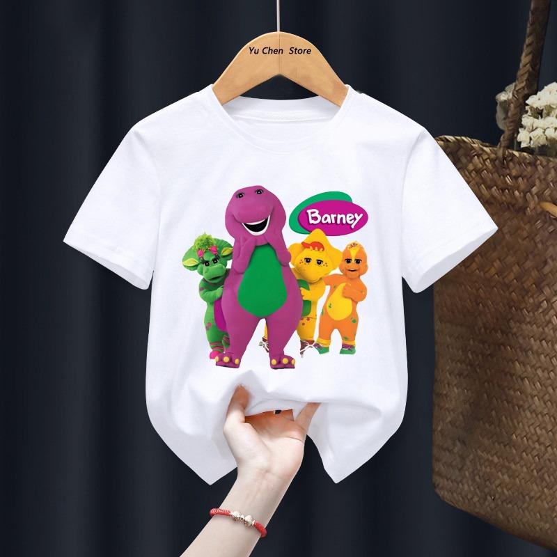 2024 New Dinosaur Barney Friends Boys  And Girls  T-shirts Cartoon Animation Children s T-shirts Fashion Cute Children s Clothes 110