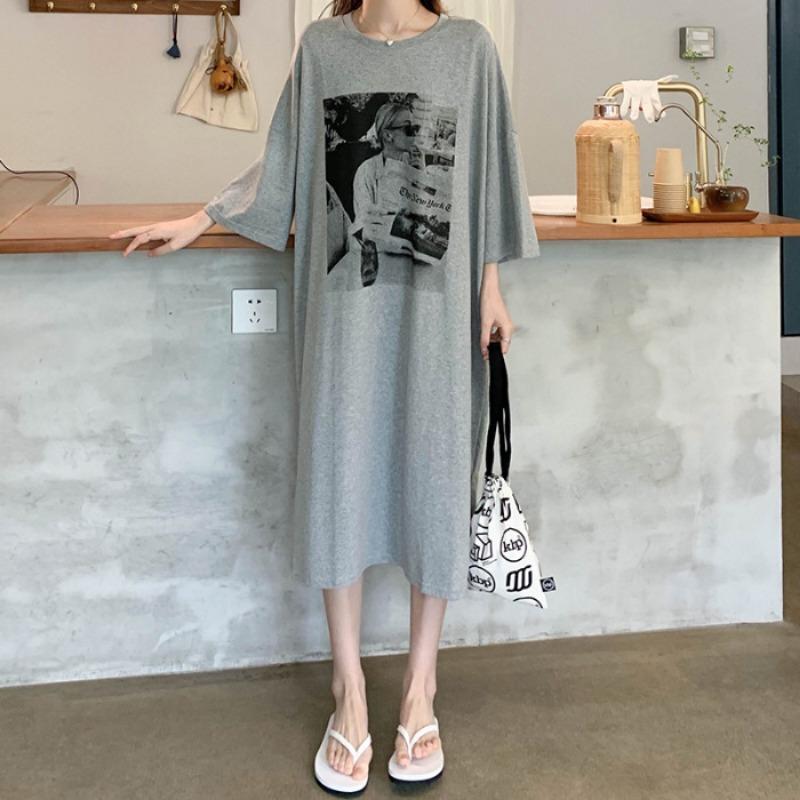 

Женское платье-футболка с короткими рукавами, летнее платье средней длины выше колена, облегающее платье 2XL светло-серый