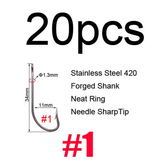 

Bimoo, 20 шт., рыболовные крючки O SHAUGHNESSY из нержавеющей стали, длинный хвостовик, стример для морской воды, крючки для вязания мух для Sculpin Clouser Minnow #1