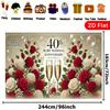 2D Flach Gedruckter 40. Jubiläum Hintergrund, Elegantes Rubinhochzeit Foto Banner mit Rosen & Blasen
