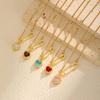 Hualanxin NC-1650 Gold Stainless Steel Heart & Zircon Brooch Necklace for Women