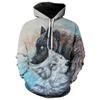 Zwei Schneewolf 3D-gedruckter Hoodie Harajuku Streetwear Hoodies Lässige Cartoon-Jacke Tier Beliebte personalisierte Sportbekleidung S-6XL