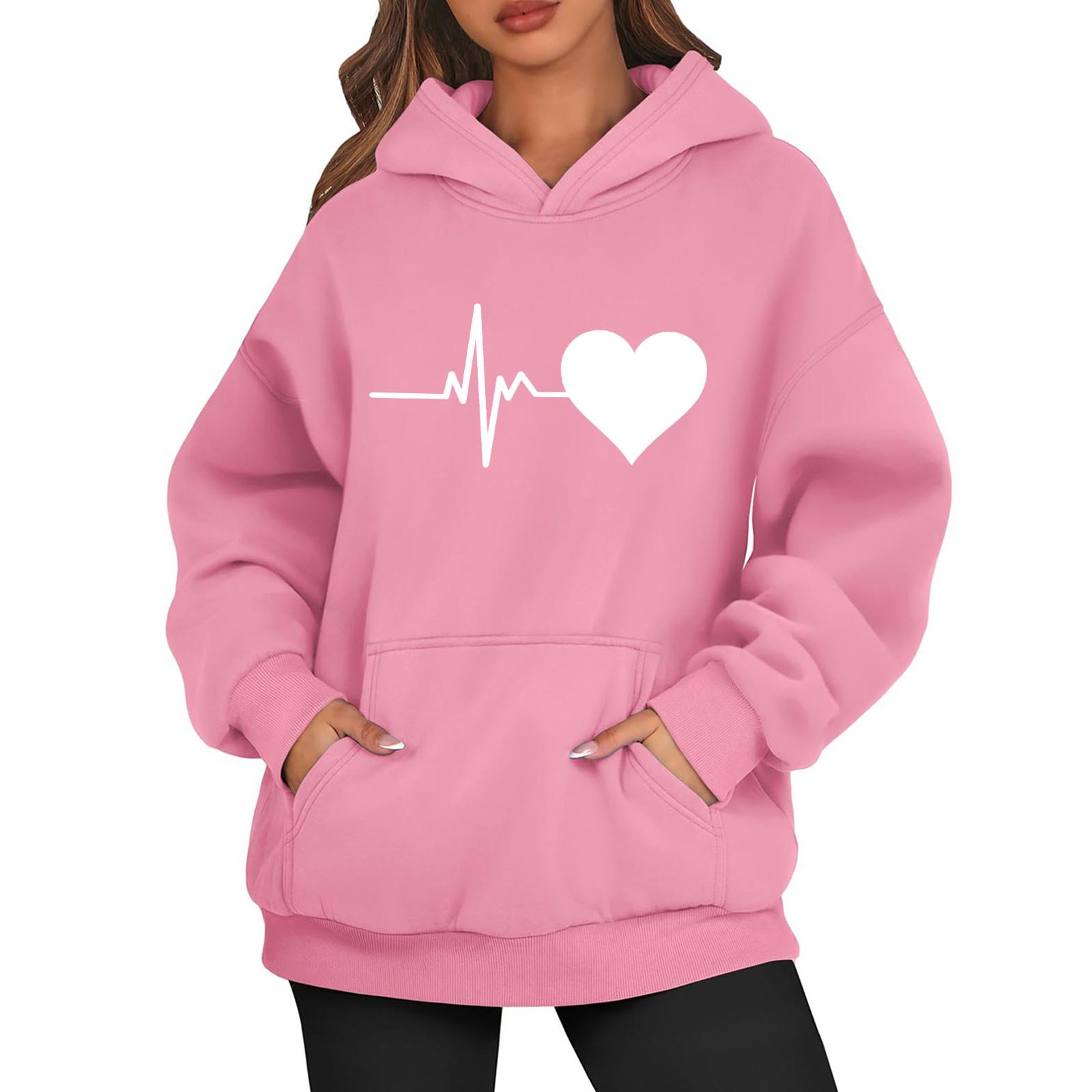 

Жіночі толстовки великого розміру Світшоти з довгим рукавом Повсякденний пуловер з капюшоном Топи L