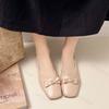 Fashion Elegant Bow Designed Square Head Casual Mary Jane Flats for Women New Autumn 2025 Shallow Mouth Comfortable Slip on Single Shoes