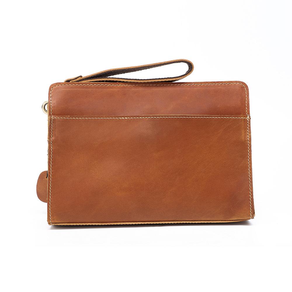Borsa a mano da uomo in vera pelle, Borsa a tracolla in pelle Crazy Horse, Portafoglio lungo in pelle da uomo, Borsa a mano lunga multifunzionale in pelle