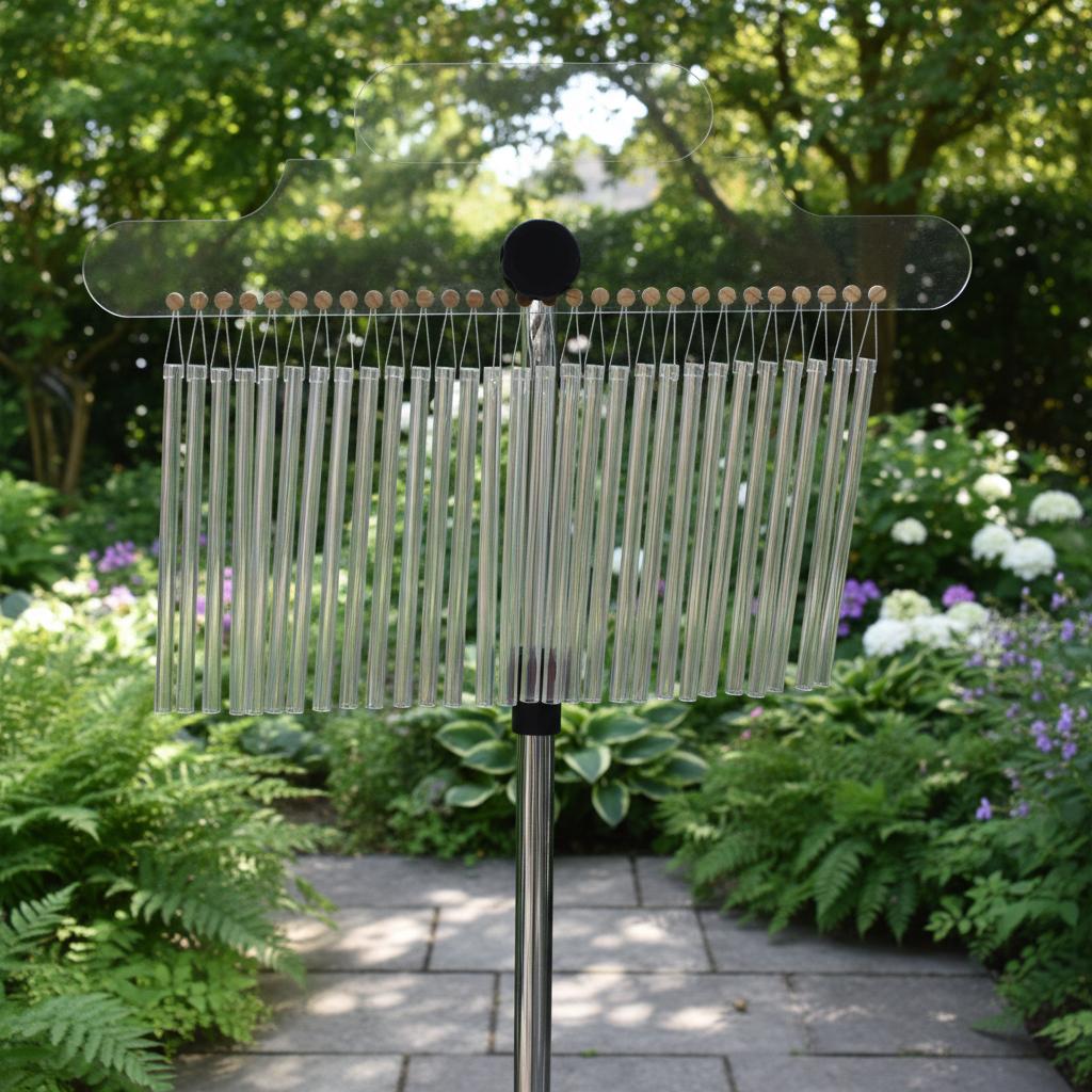 ZHQH 99.99% Pure Quartz Crystal Singing Chime Crystal Harp Musical Instrument Quartz Harp Crystal Wind Chimes Natural Light- Same Length
