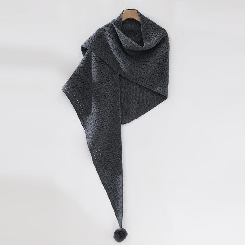 Women's 100% Cashmere Triangle Scarf - Versatile, Warm, Solid Color for Autumn & Winter