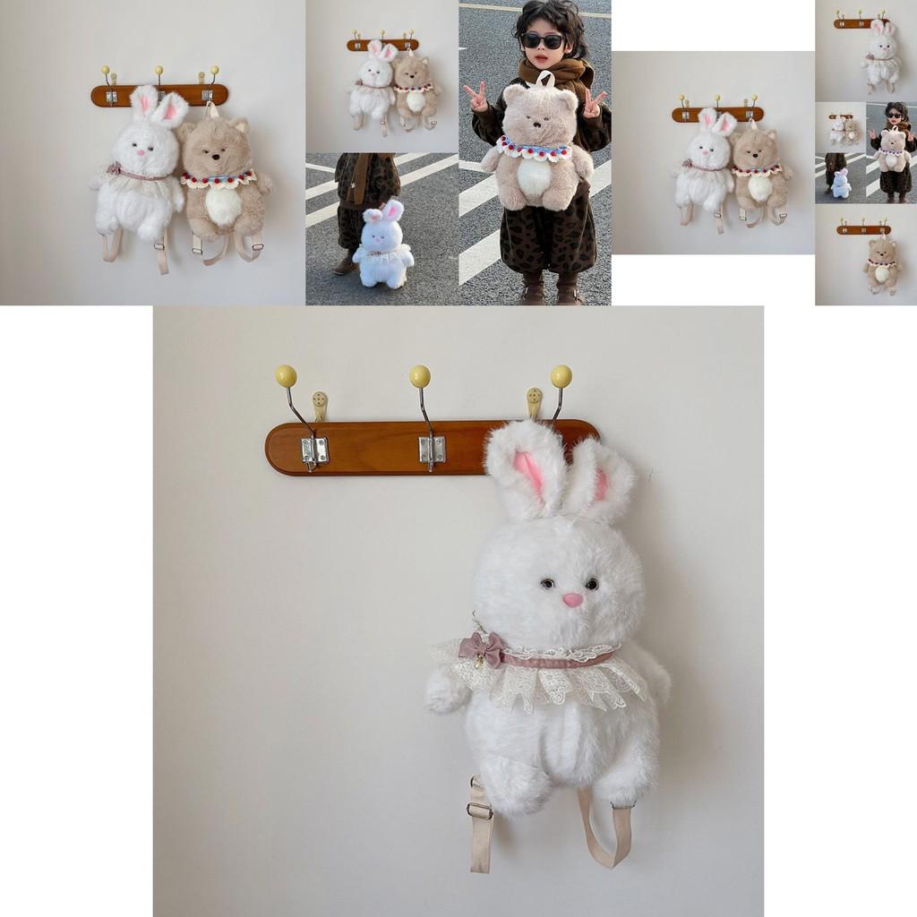 Adorable Soft Plush Bear And Bunny Backpack For Kids Lightweight School Bag