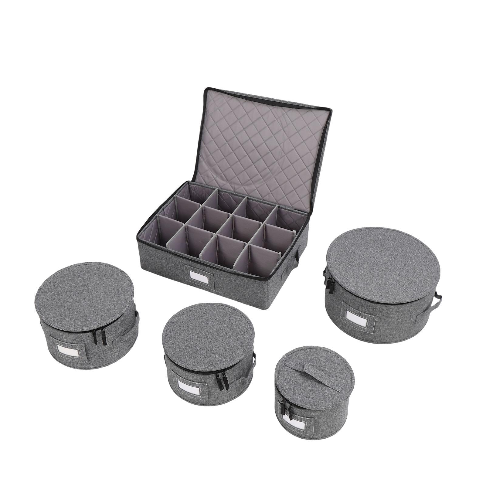 

5PCS China Storage Containers Set Hard Shell China Storage Moving Boxes with Dividers for Dinnerware Glasses Mugs Dinner Salad Plates