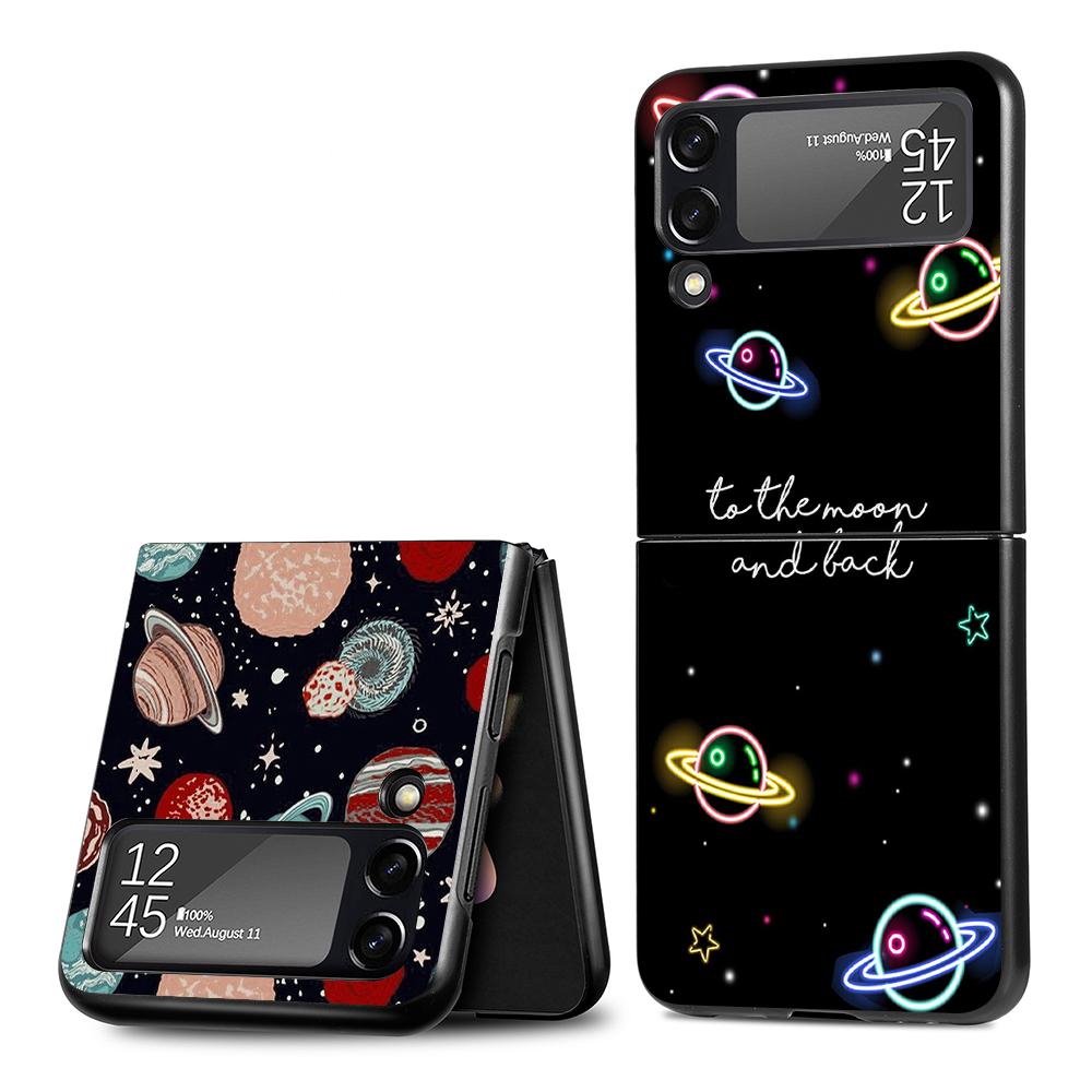 Cell Phone Case for Samsung Galaxy Z Flip3 5G Flip4 Black Coque Z Flip 3 Hard PC Luxury Cover Zflip3 Funda Starry Sky Pattern