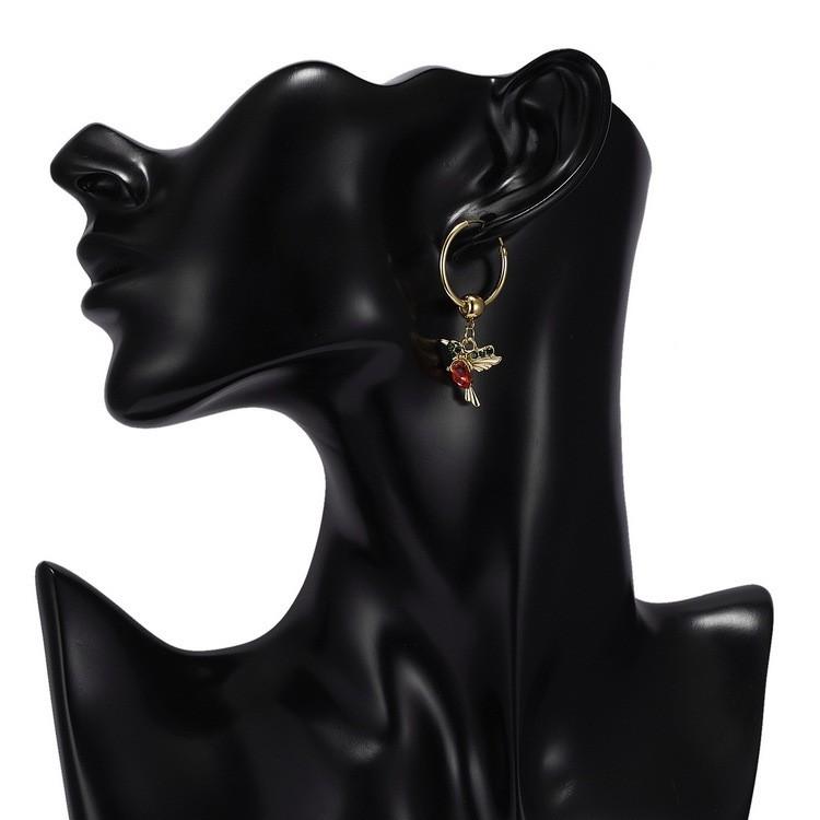 Hummingbird Animal Earrings Alloy Water Drilling Vintage Hoop For Teens