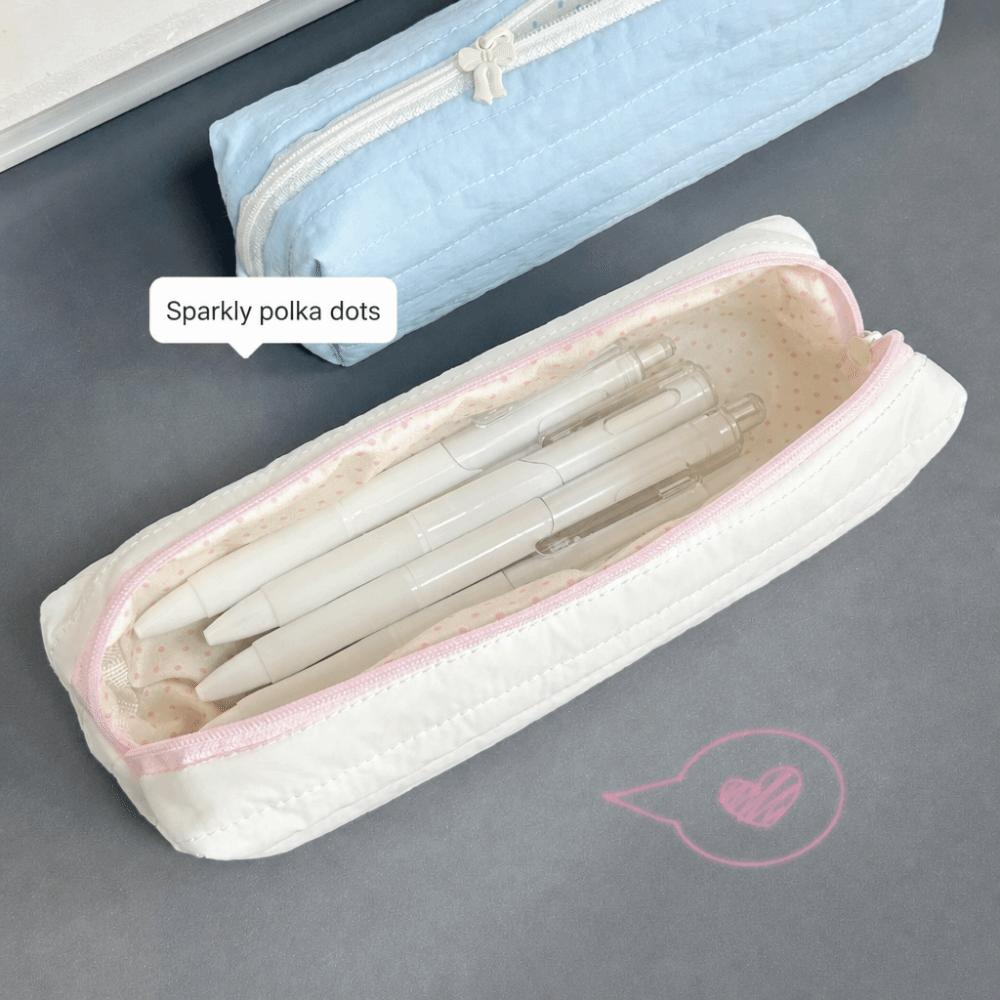 Large-capacity Pencil Case Cream Color Stationery Pouch INS Stationery Storage Bag School Supplies