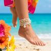 Ensemble de 8 Chevilleuses Superposées Inspirées de l'Océan pour Femmes Plage Coquillage Étoile de Mer Breloque Bijoux de Pied Accessoires de Vacances d'Été
