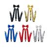 Y Shape Suspenders and Bowtie Set with Adjustable Clip for Men with Sequins for Stage Performances Party Accessory