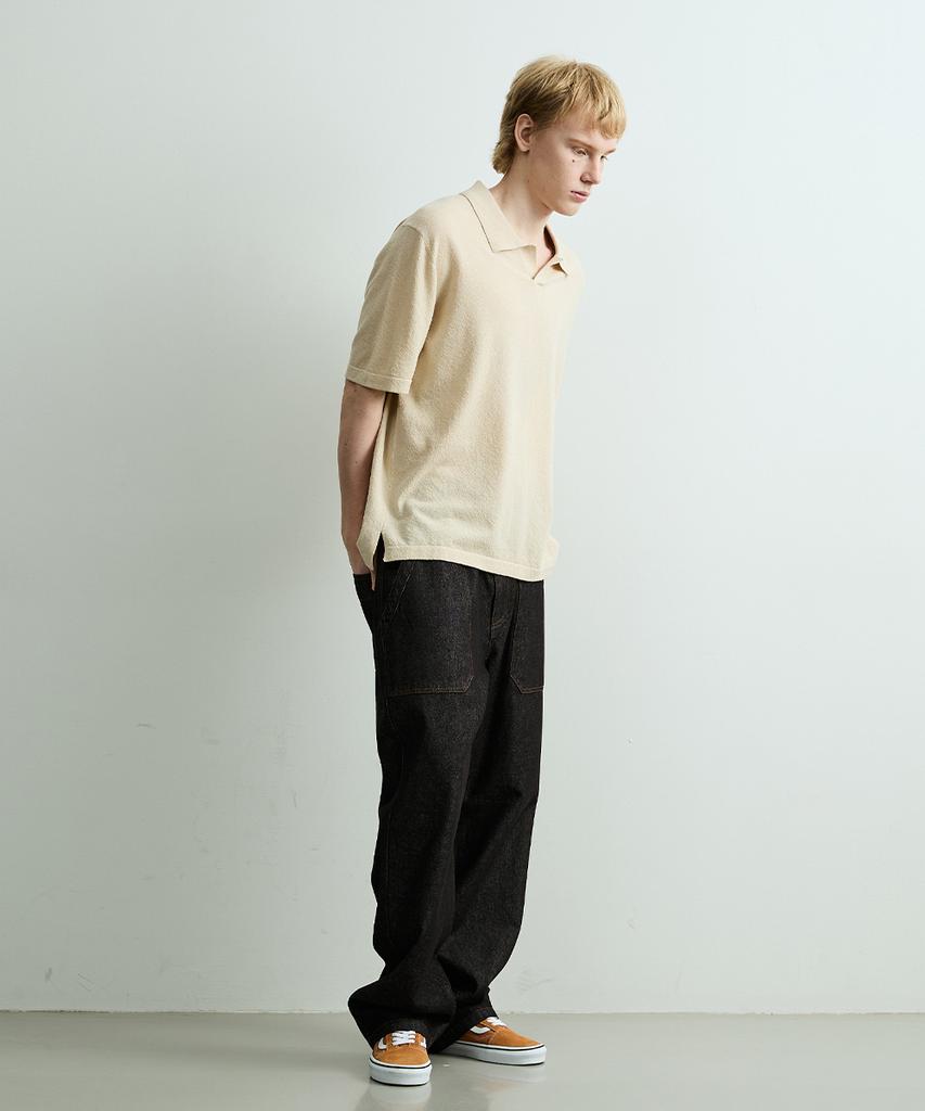 ONNHANS Open Collar Short Sleeve Knit_Light Sand