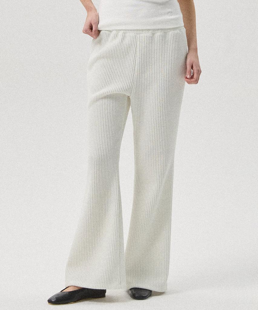 Aheule Lucie Semi Rib Knit Bootcut Banding Pants_White