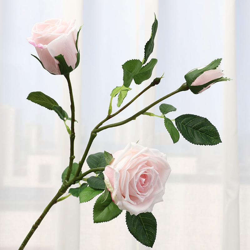 European 3-head French feel rose simulated bouquet hotel furniture decoration fake flower