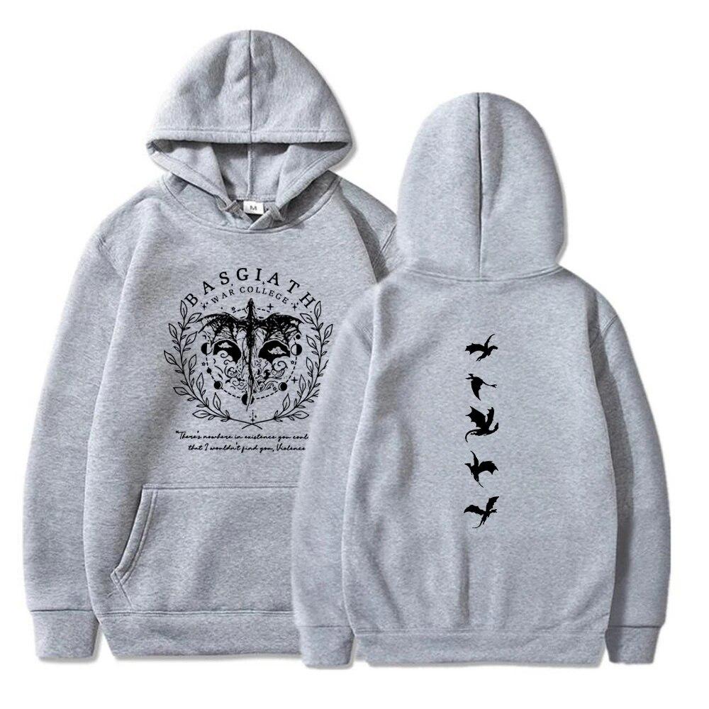 Vintage Bookish Women's Casual Fashion Double Sided Fourth Wing Basgiath War College Hooded Sweatshirt Hoodie