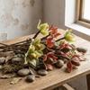 Real Touch Artificial Slipper Orchid Lifelike Realistic Silk Orchid Flower Single Branch Simulation Orchid Floral Arrangement