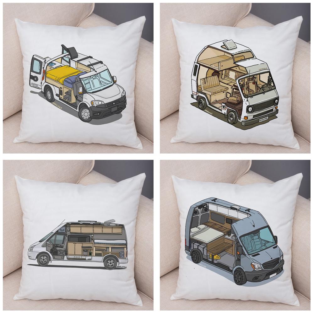 Față de pernă de camping cu desene animate Decorație de călătorie Husă de pernă pentru mașină Față de pernă potrivită pentru canapea acasă camera copiilor