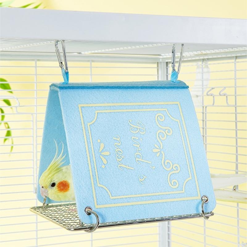 Bird Nest House Bed Bird Bed for Cage with Metal Undercover Hanging Hammock Shed Hideaway Huts for Macaws Parrots