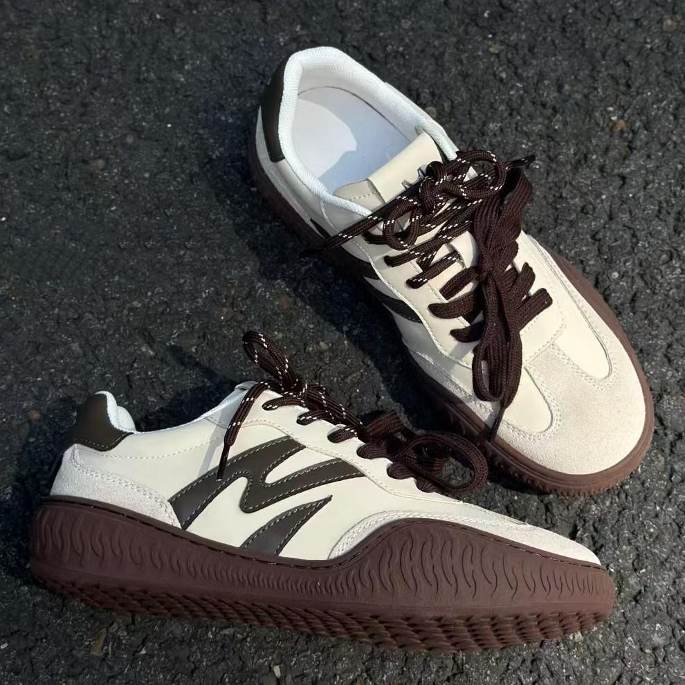 

GGCC Американские гоночные шины с тонкой подошвой немецкие тренировочные туфли бежевые женские туфли новые контрастные спортивные и повседневные туфли двойные шнурки 35 бежевый