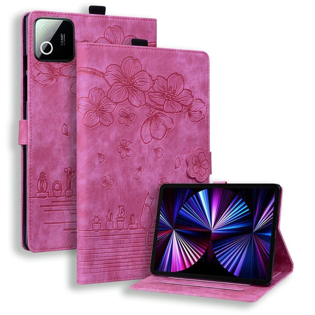 Tablet Case For Xiaomi Poco Pad X1 / Pad 7 / Pad 7 Pro / Pad 8/ Pad 8 Pro Card Slots Leather Tablet Stand Folio Cover Flower Cat