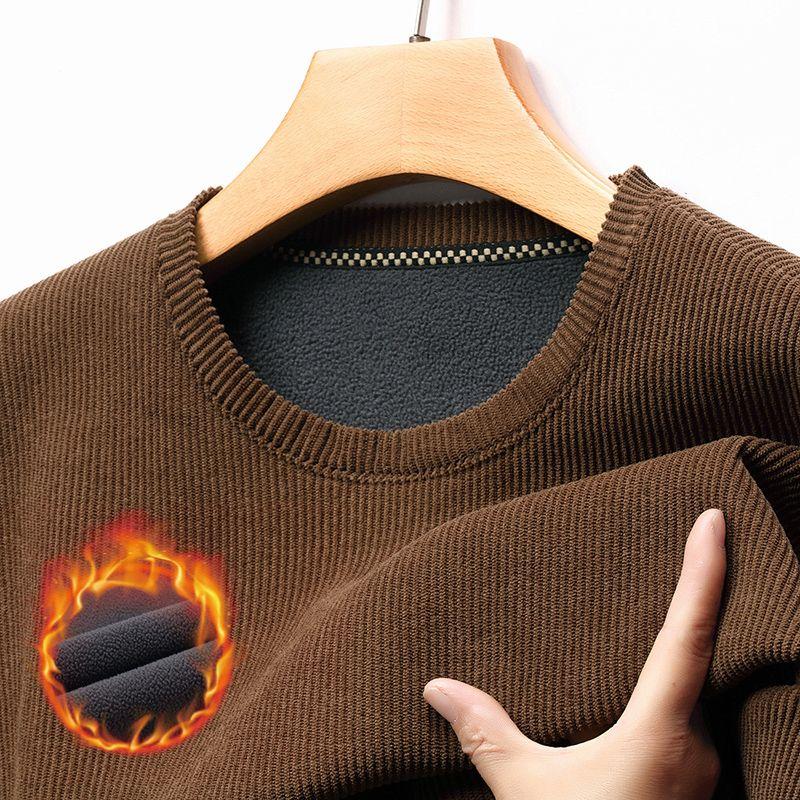 Men's Top Winter Warm Knit Sweater Pullover Round Neck Top Plus Size Long Sleeve
