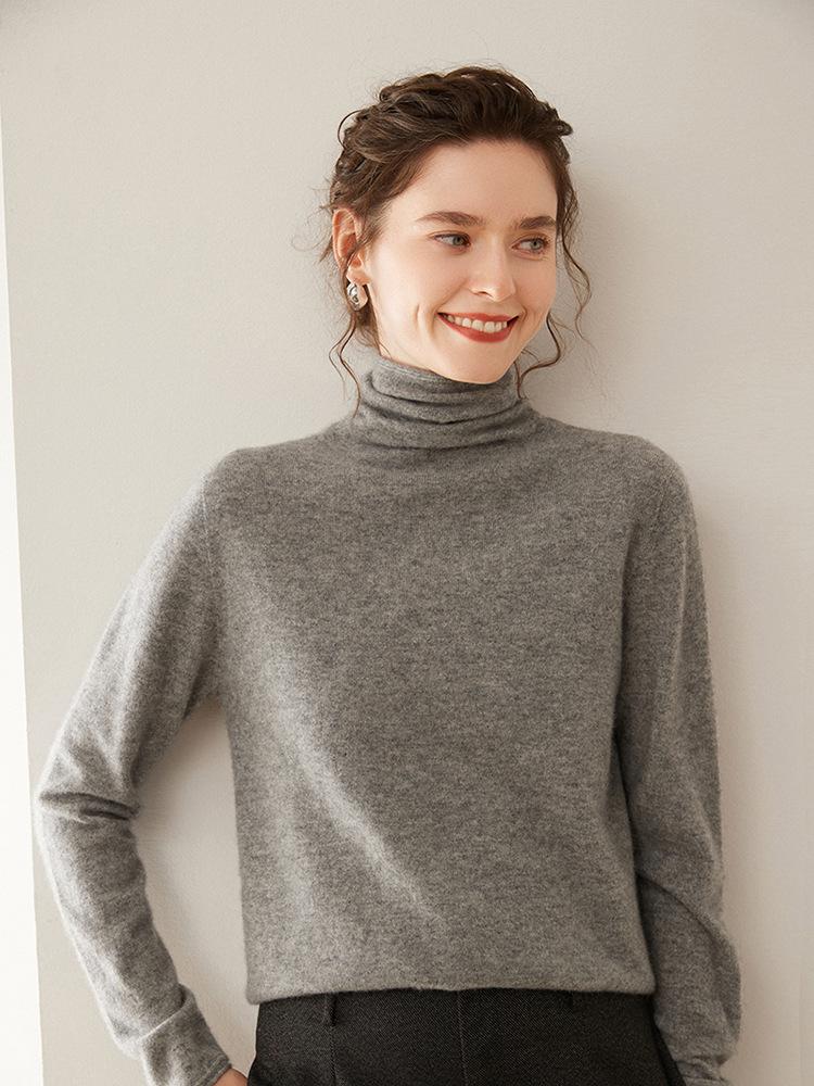 2025 Autumn/Winter Women's High Neck Cashmere Sweater Dress - Long Sleeve Knit Base Layer