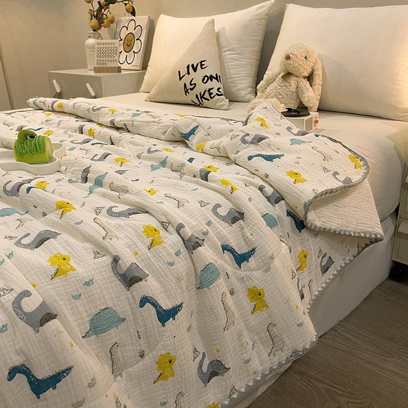 Children's Summer Cooling Quilt - Thin, Double-Layer Gauze, Machine Washable Blanket