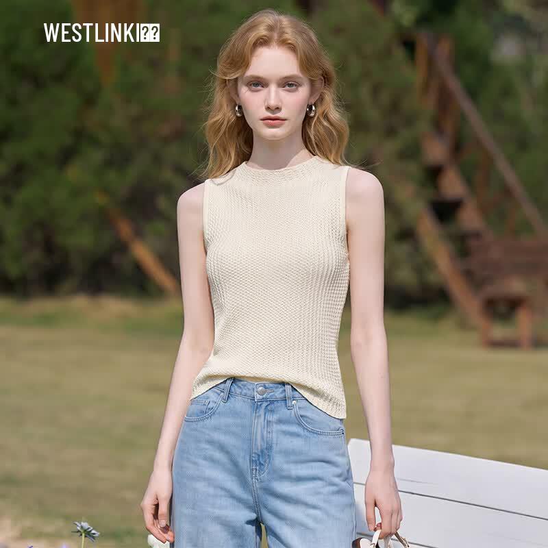 Westlink Women s Textured Sleeveless Knit Vest M
