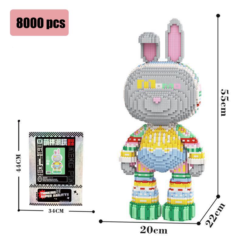 Hot 8000Pcs Diamond Particles Assembling Rabbits,Puzzle Building Blocks Toys Boys And Girls Christamx Gift Home Ornament 55Cm