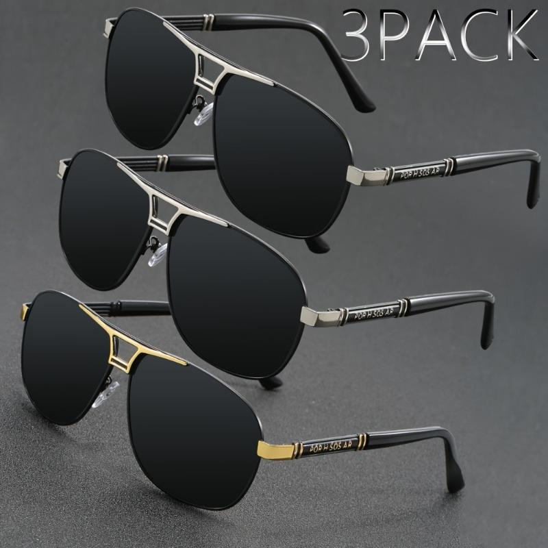 3PCS Retro Style Men'S Glasses PC Frame Fashionable Oversized Eyewear for Outdoor Activities Fishing Hiking