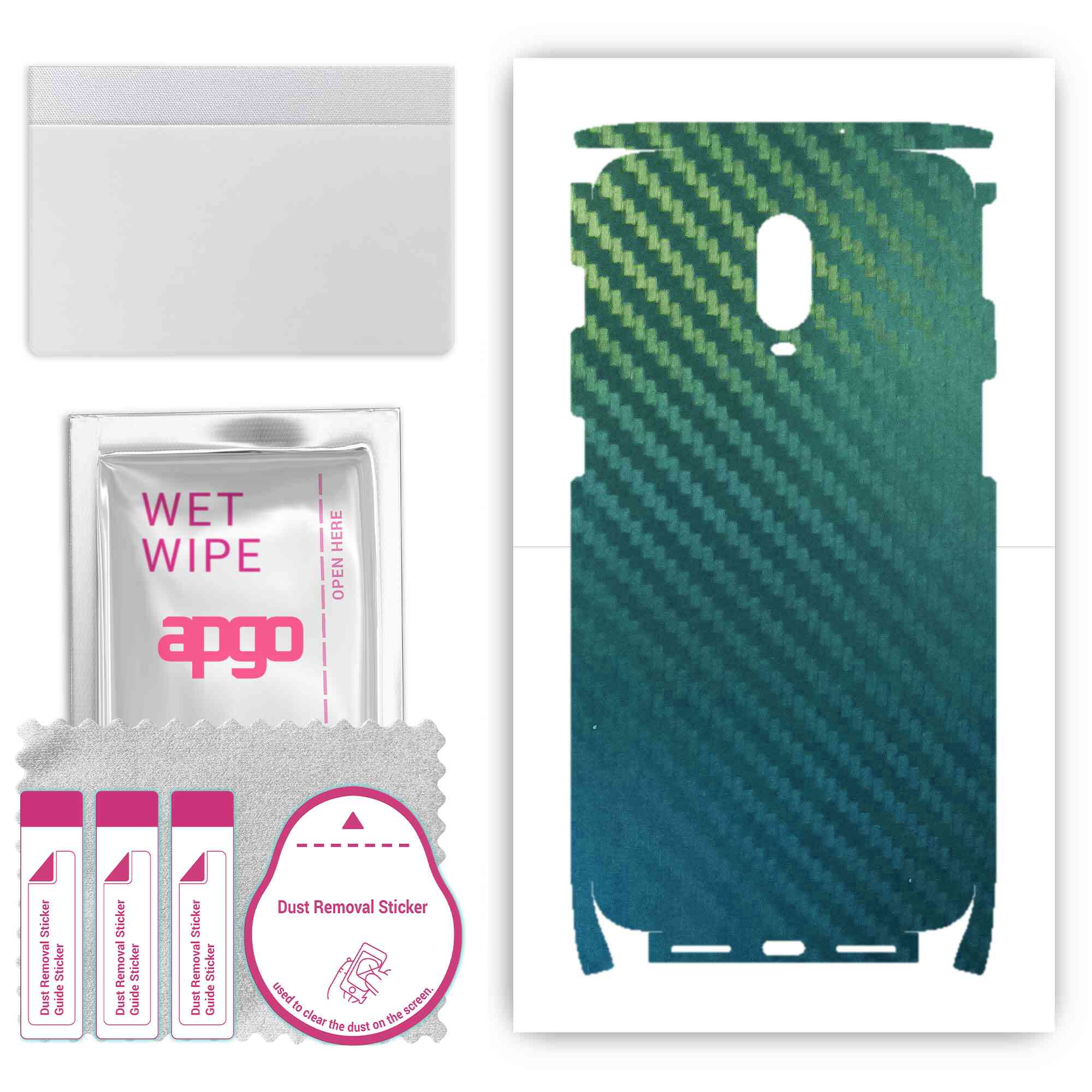 

apgo Protective Skin Sticker for the back+sides compatible with OnePlus 6T ML, Full Wrap Film, Foil, Vinyl - Pattern Carbon Chameleon CAKA1