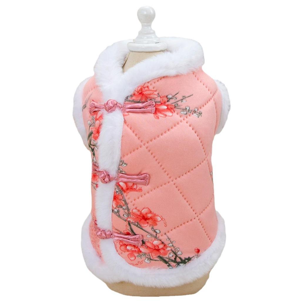Pet Cats & Dogs Warm Tang Suit Vest - Autumn/Winter Thickened Chinese Style Cotton Waistcoat for Small Dogs